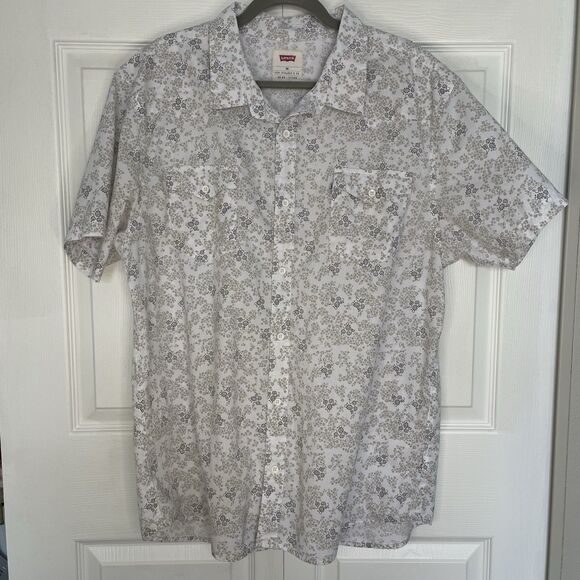 Men’s Levi Strauss & Co. White Floral Print Button Down Shirt Size XXL - Picture 1 of 6